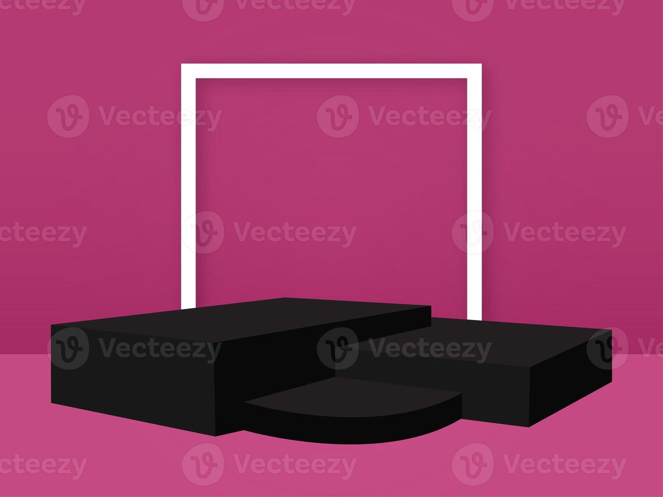 Background for product, Empty podium studio, 3D render. Pink background and black podium photo