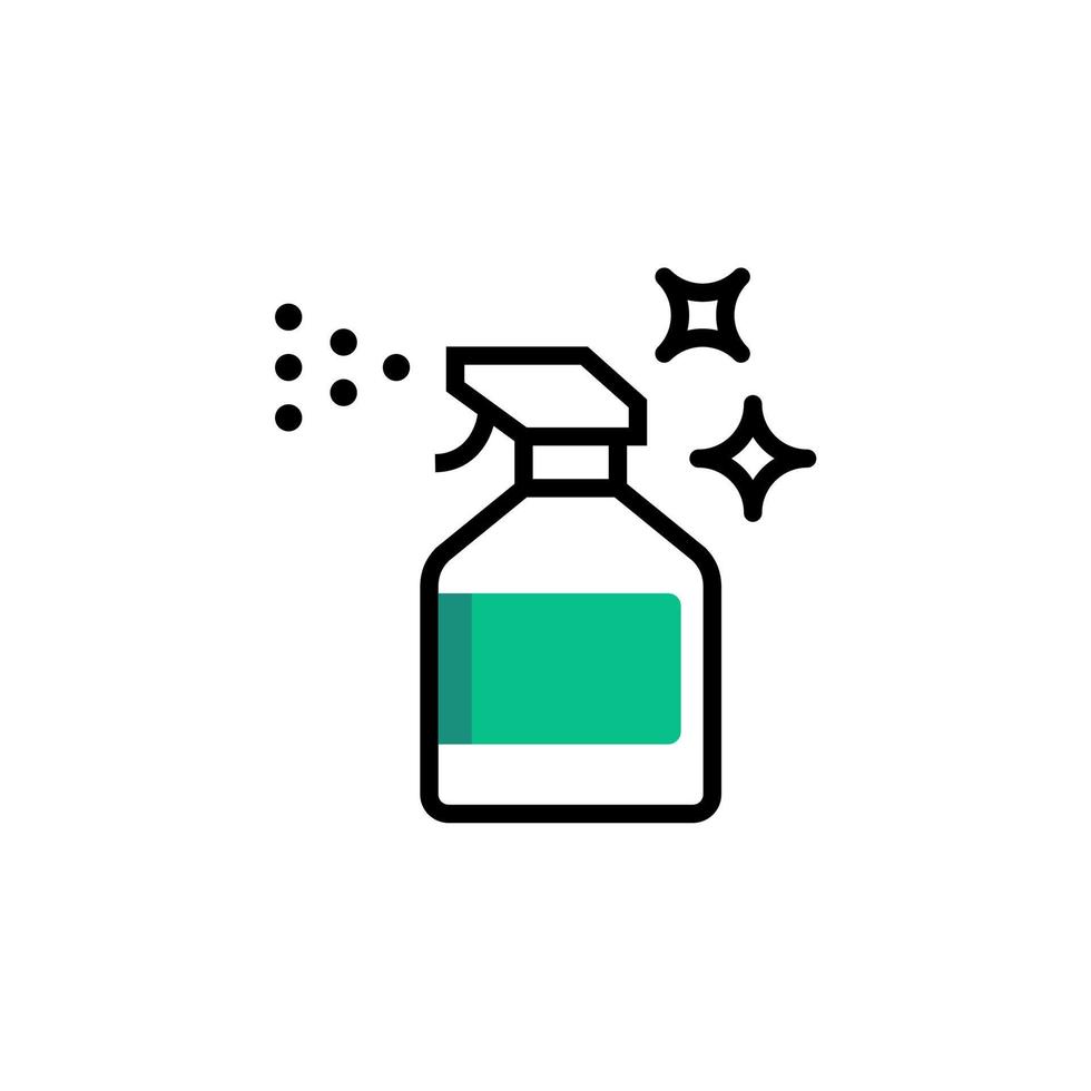 Anti bacterial alcohol icon vector line, Disinfectant bottle vector in simple outline concept. Household Chemicals icon.