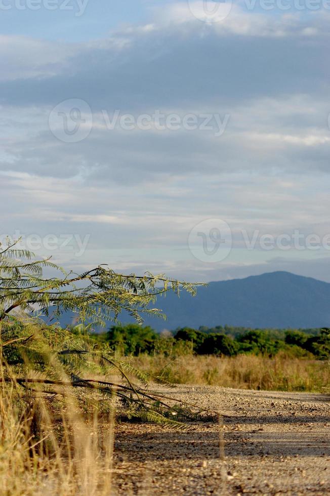 country road, sky and mountains photo