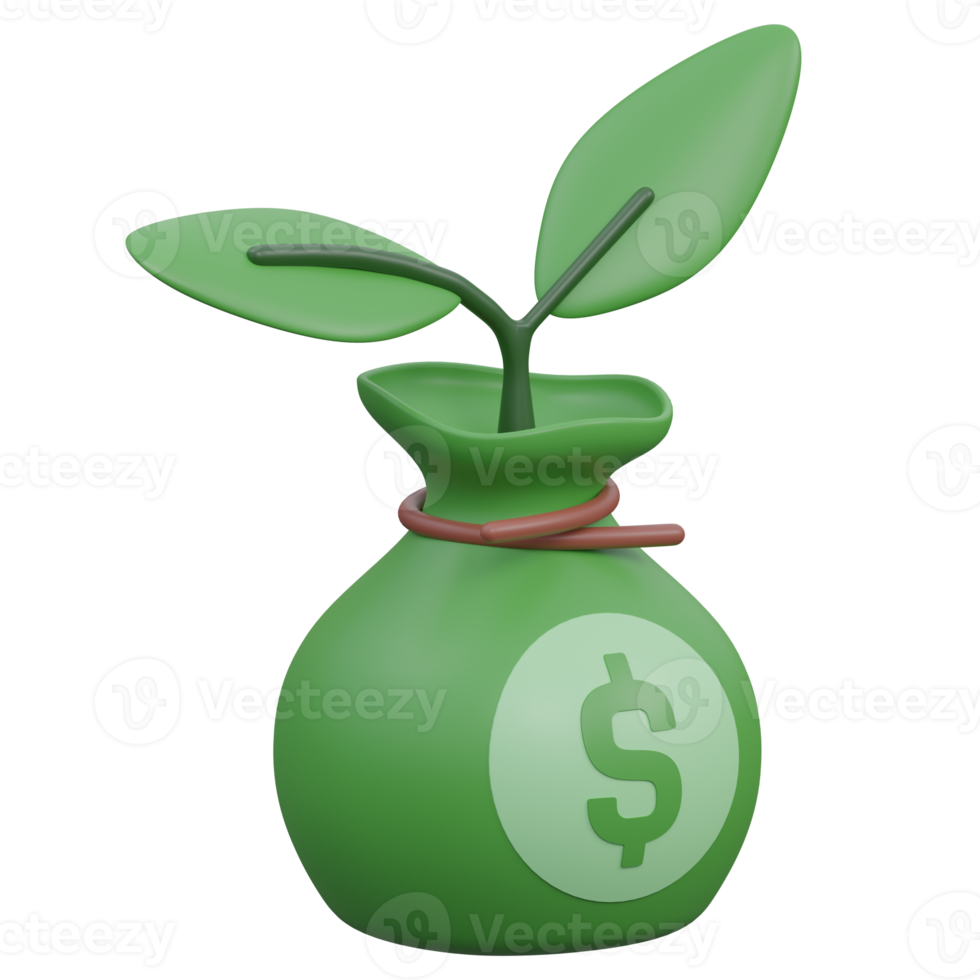 money growth 3d render icon illustration with transparent background, money png