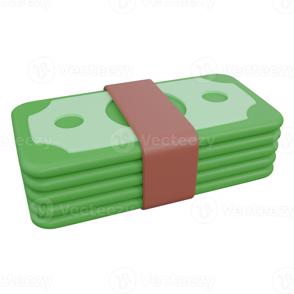 dollar bundle 3d render icon illustration with transparent background, money png