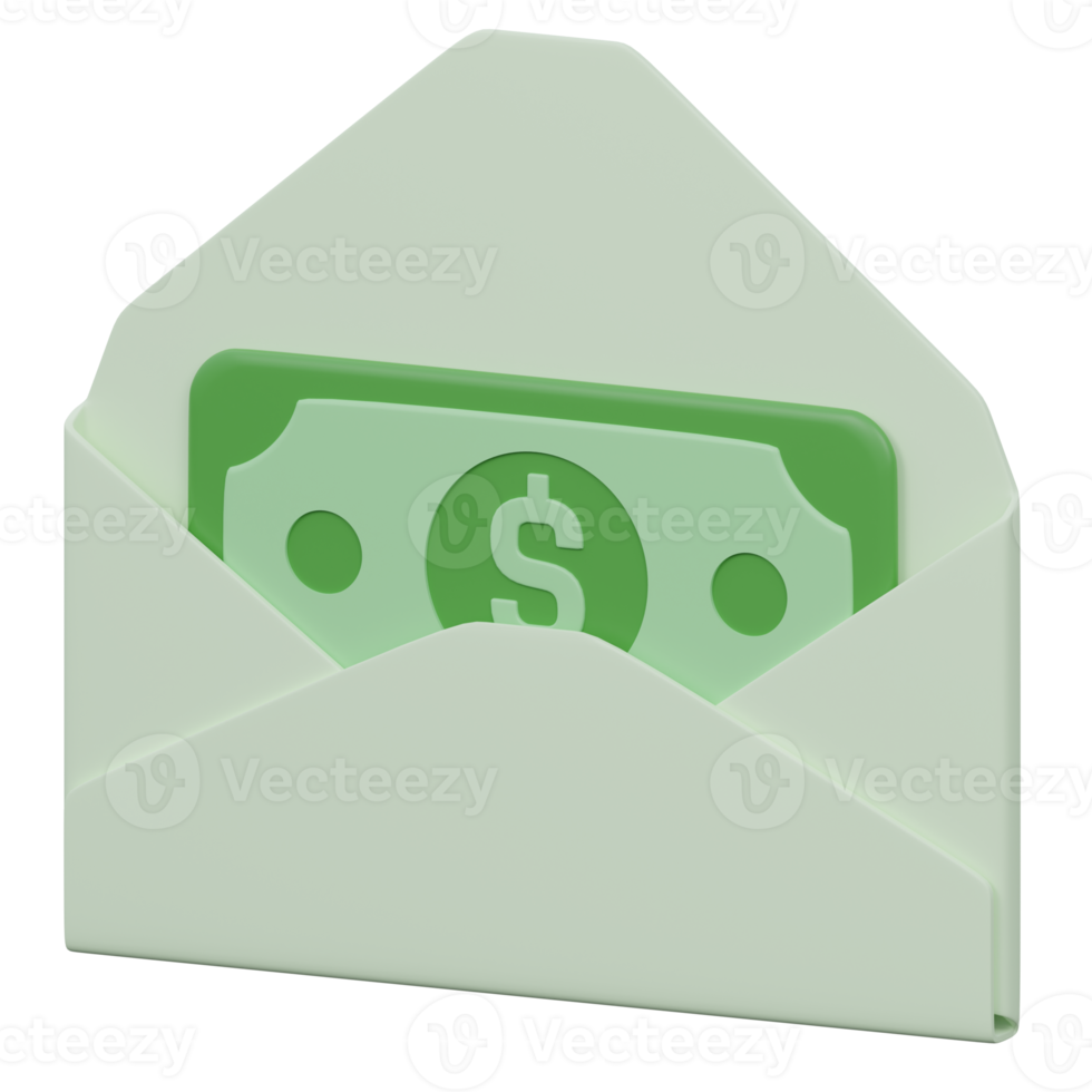 salario correo 3d hacer icono ilustración con transparente fondo, dinero png