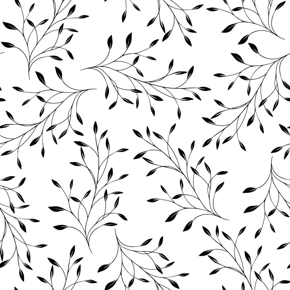 Monochrome twigs seamless pattern vector