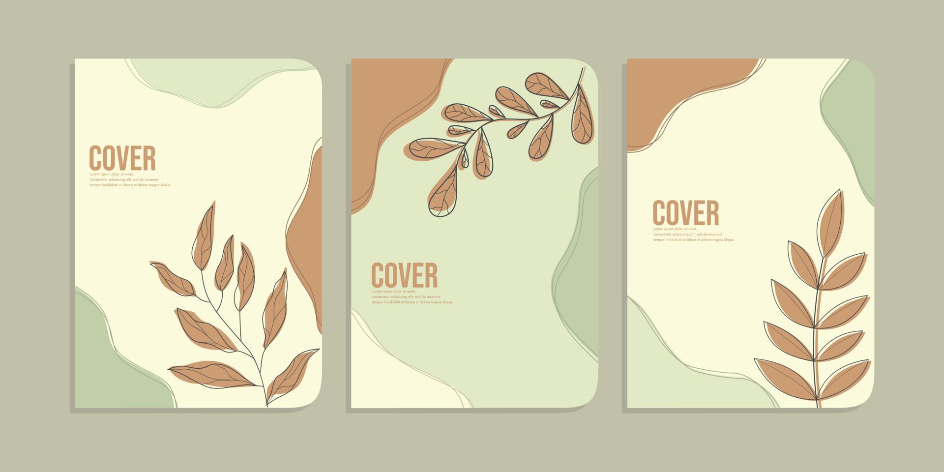 conjunto de libro cubrir diseños con mano dibujado floral decoraciones resumen retro botánico antecedentes. Talla a4 para cuadernos, planificadores, folletos, libros, catálogos vector