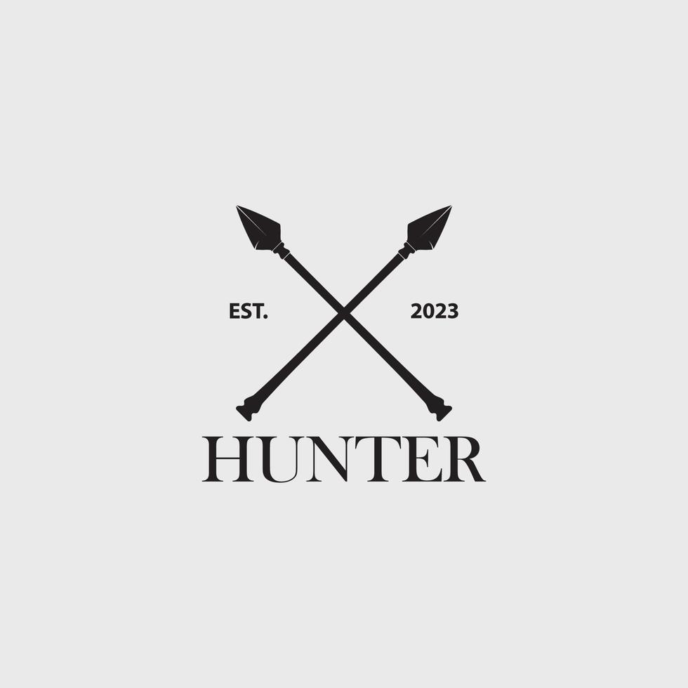 hunter logo with cross spear symbol vector