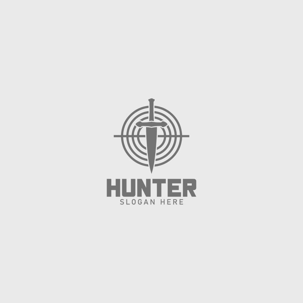 cazador logo con espada objetivo símbolo vector