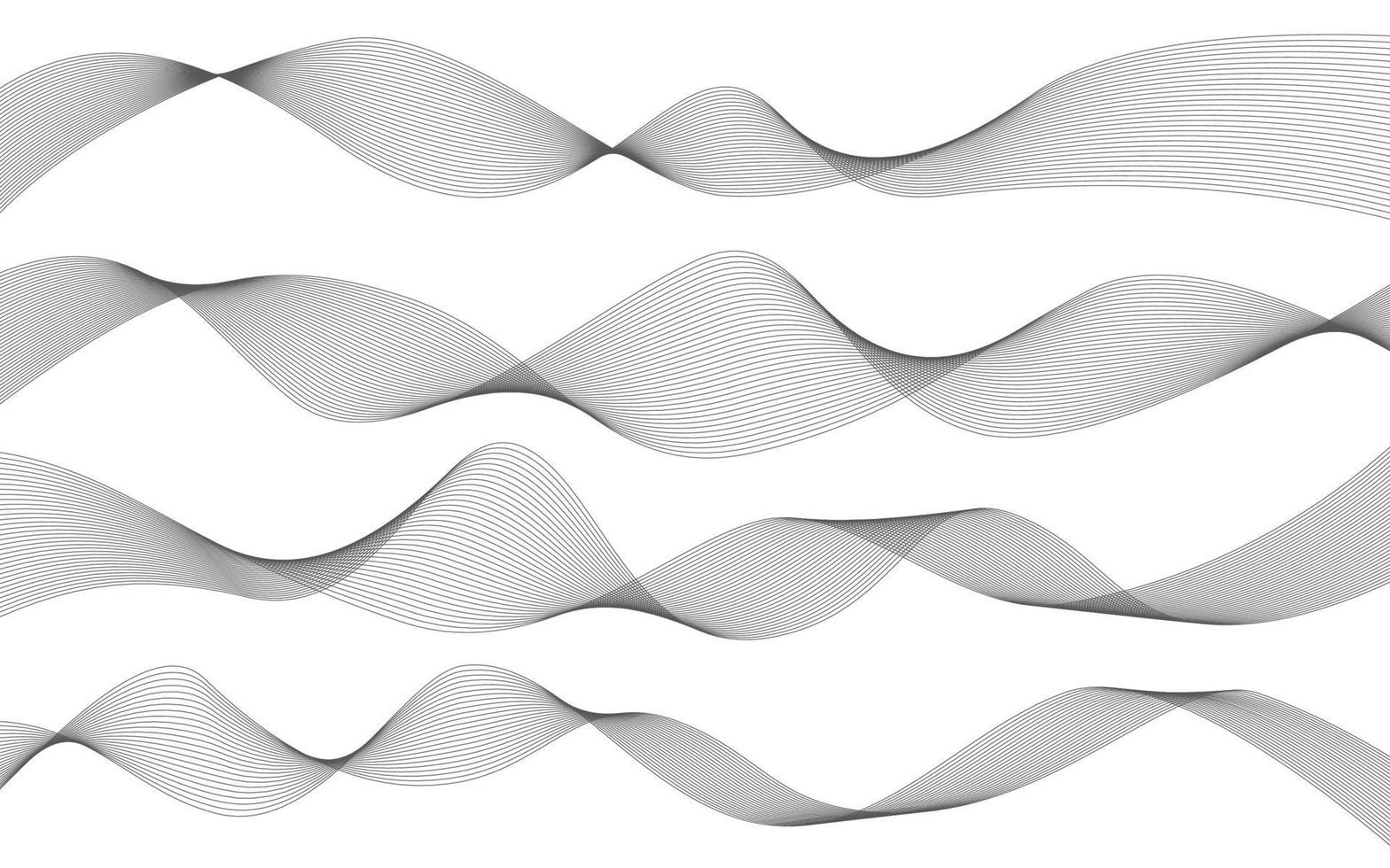Abstract wavy lines on white background. Flow curve blend texture. Audio frequency grey stripes. Vector graphic illustration.