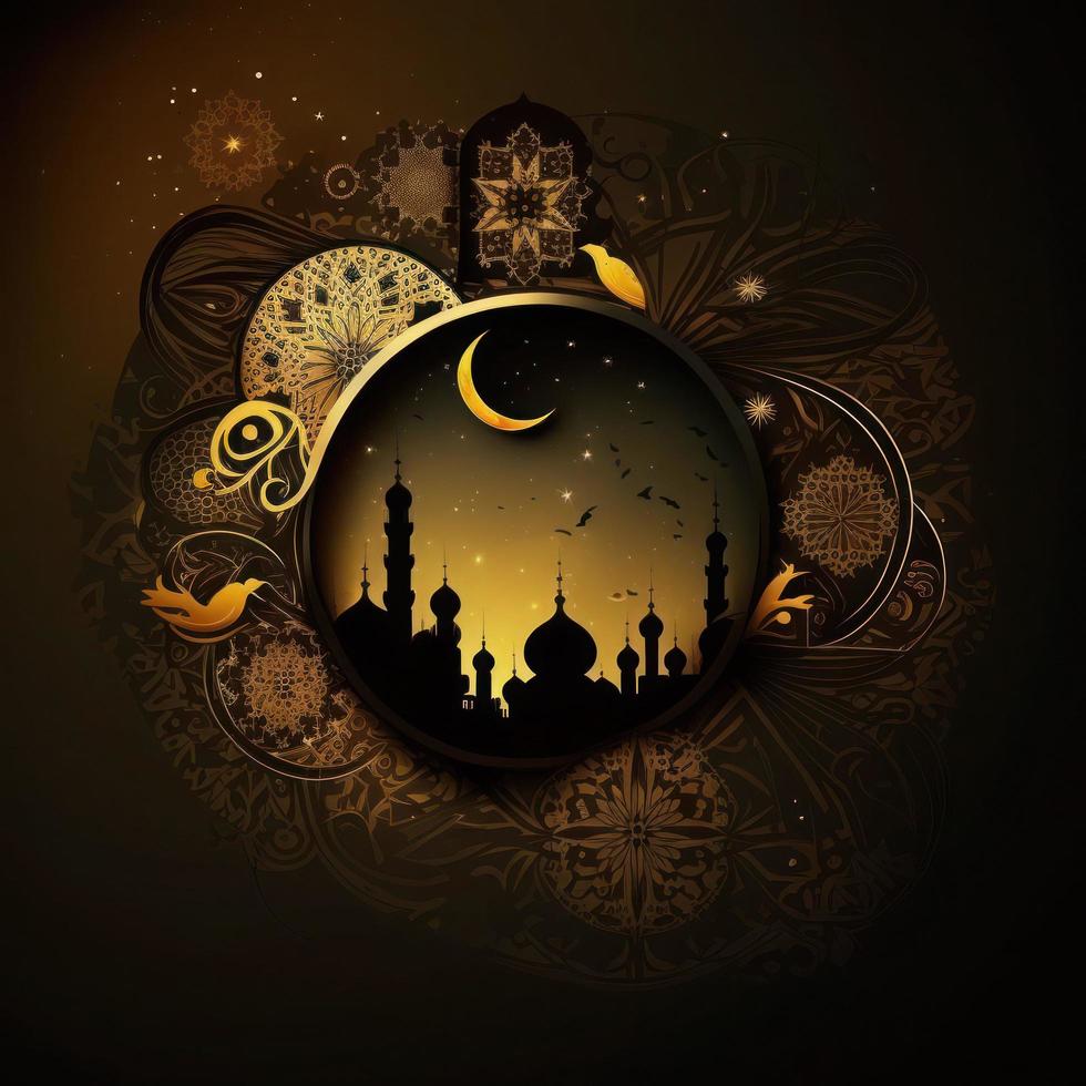 3d illustration of a ramadan backgrounf with moon and stars ornament photo