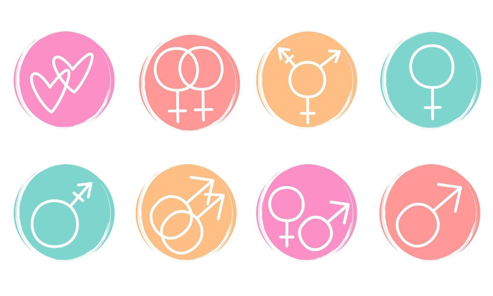 Cute vector set of logo design templates, icons and badges for social media highlights with gender symbols