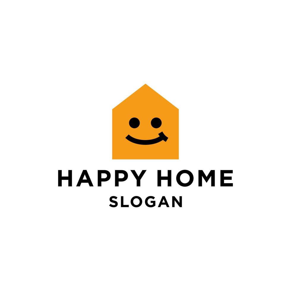 House with smile face logo concept, home symbol with happy facial line icon for property or school business vector