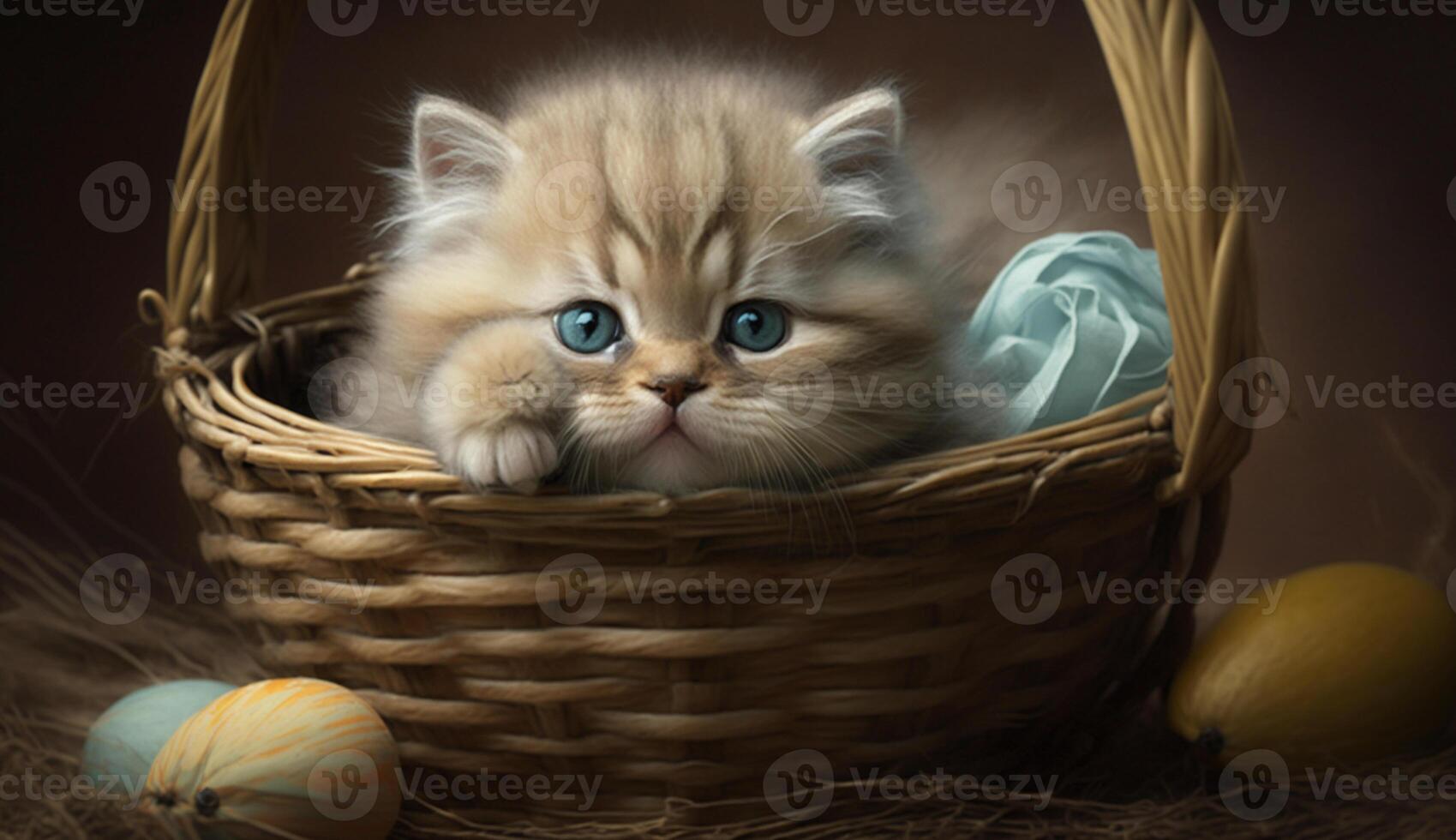 cocinar Subvención Evacuación un dulce gatito en un Pascua de Resurrección cesta, ai generativo 21972533  Foto de stock en Vecteezy