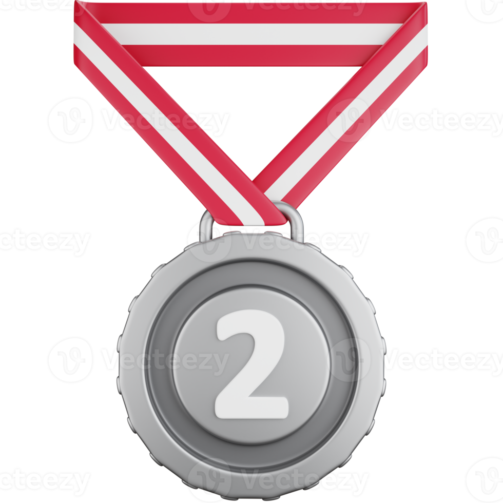 3d ikon illustration andra plats medalj av hedra png