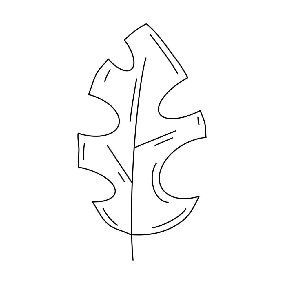 Cute abstract black and white monstera leaf in a trendy minimalist line style contemporary chic vector illustration