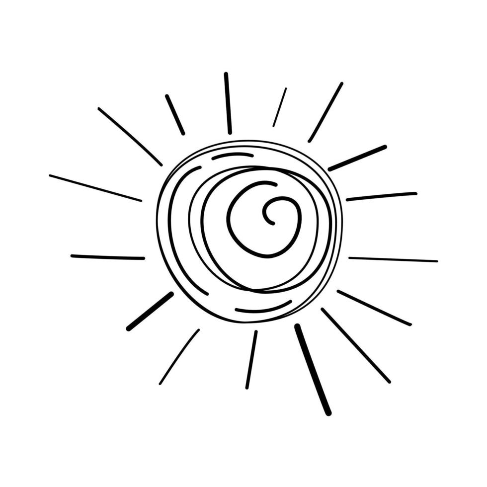 Cute abstract black and white sun in a trendy minimalist line style contemporary chic vector illustration