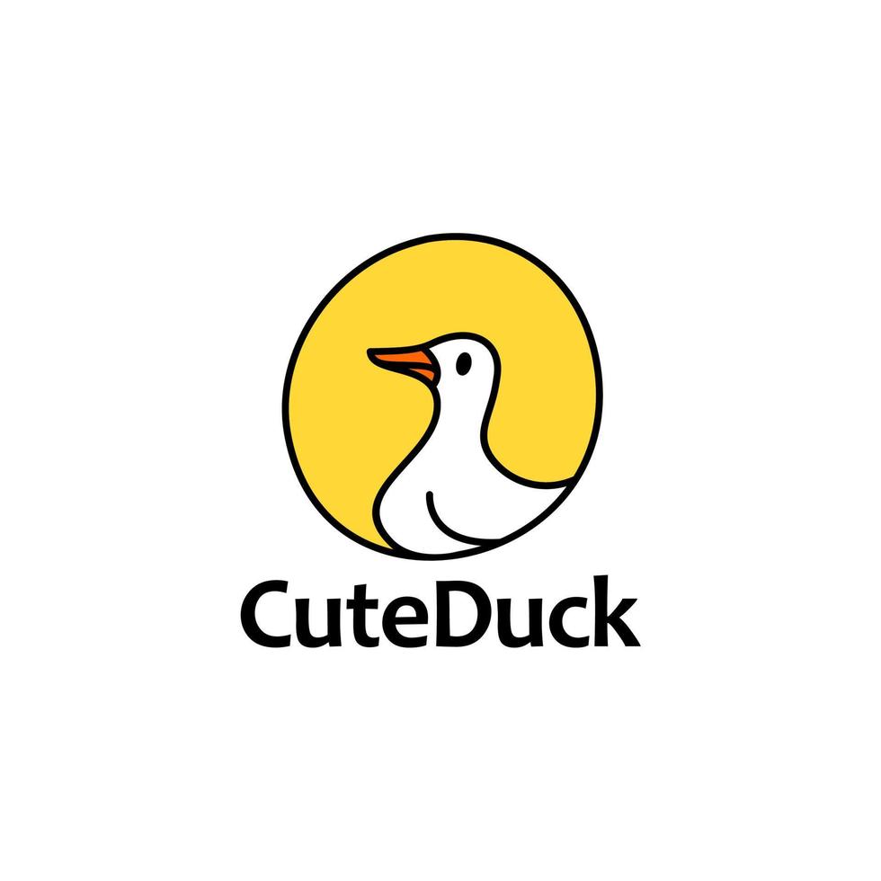 Doodle duck logo design icon line illustration vector