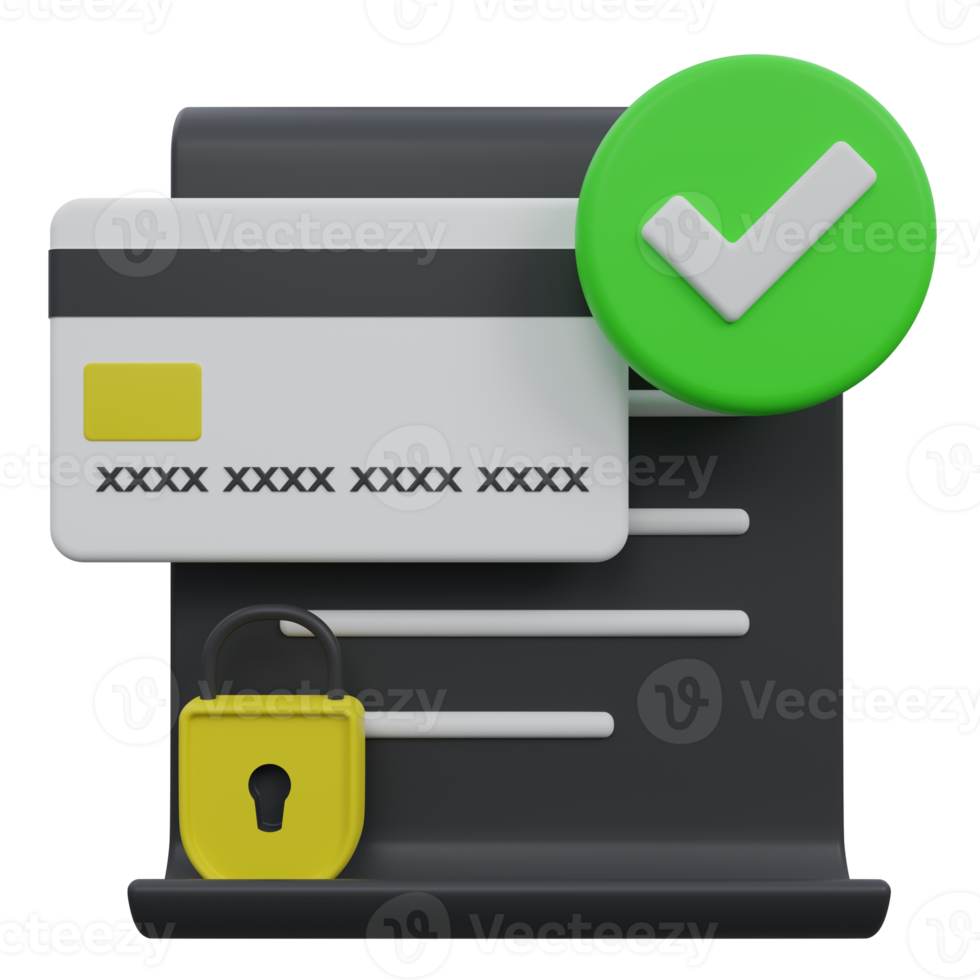 credit card payment security 3d render icon illustration with transparent background, protection and security png