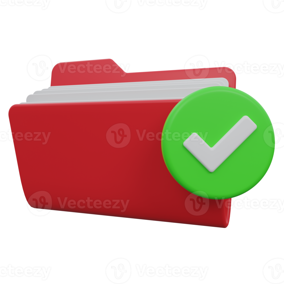 approved folder 3d render icon illustration with transparent background, protection and security png