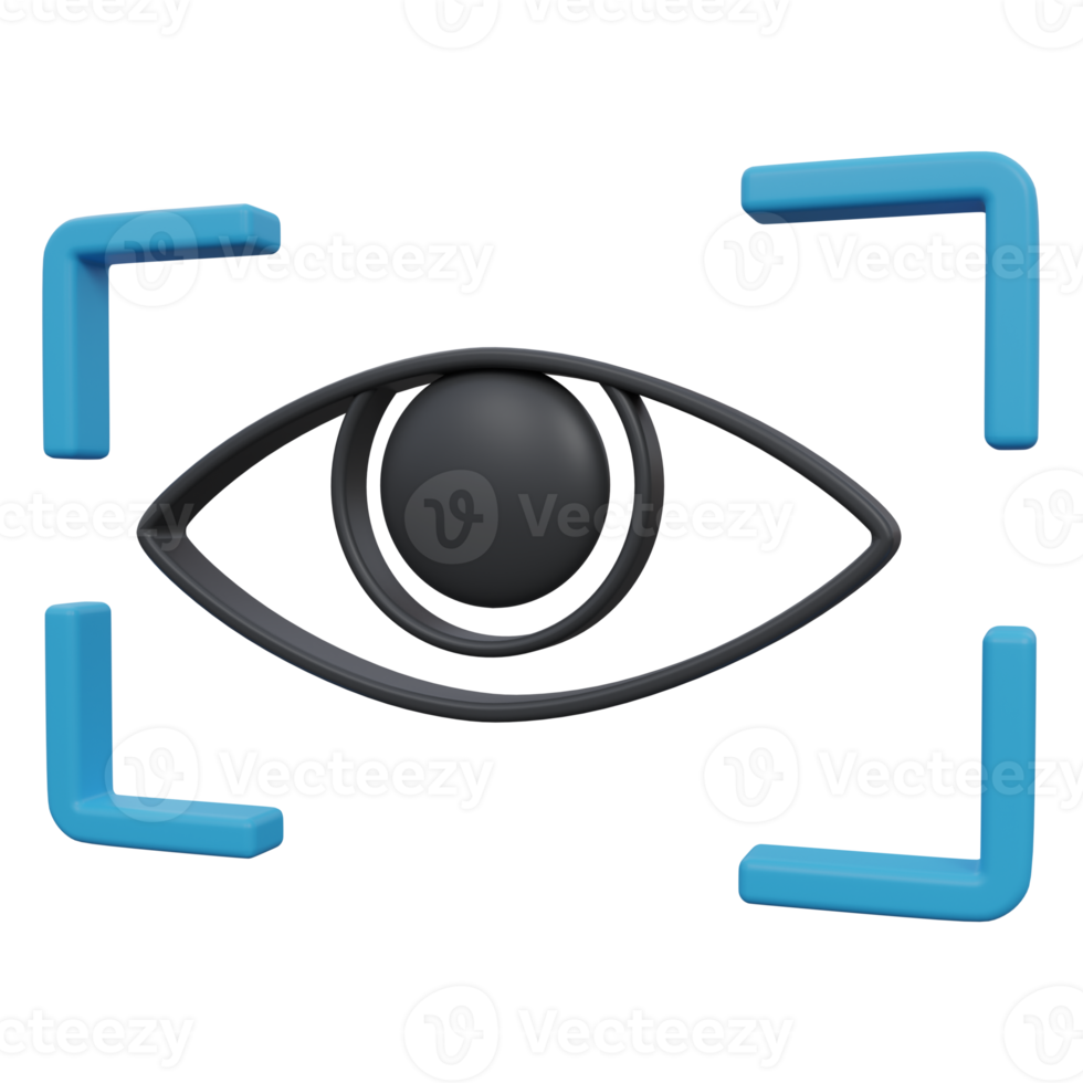 iris scan 3d render icon illustration with transparent background, protection and security png