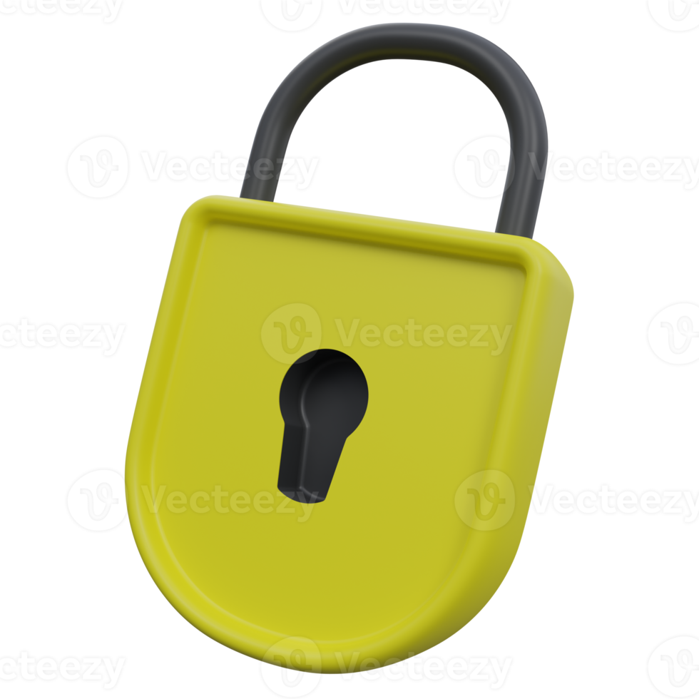 lock 3d render icon illustration with transparent background, protection and security png