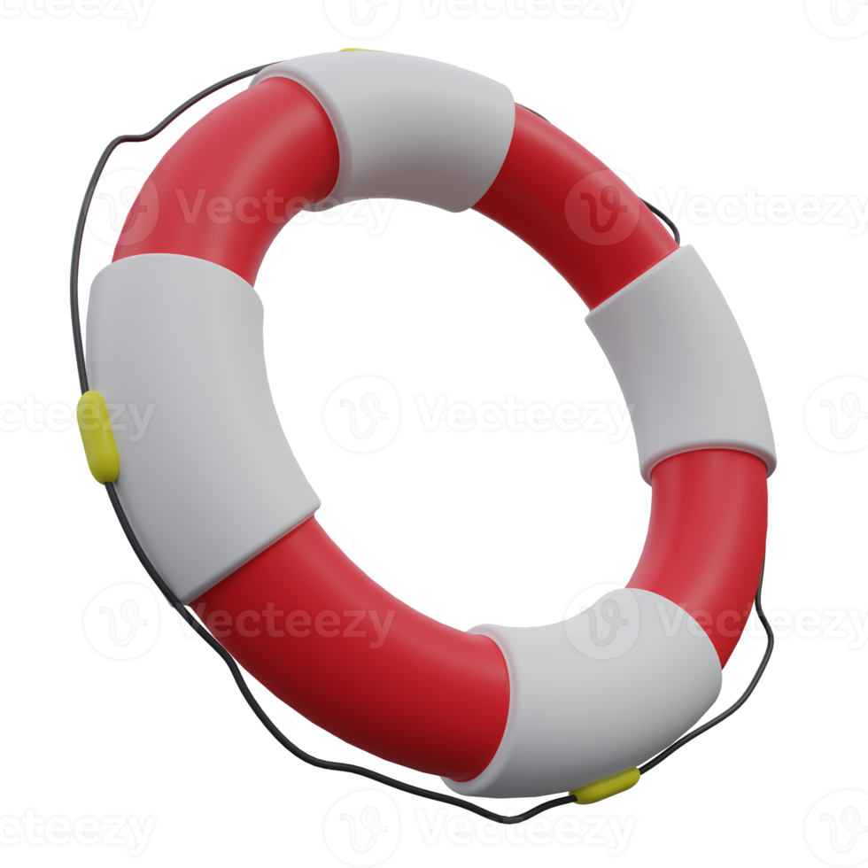 lifebuoy 3d render icon illustration with transparent background, protection and security png