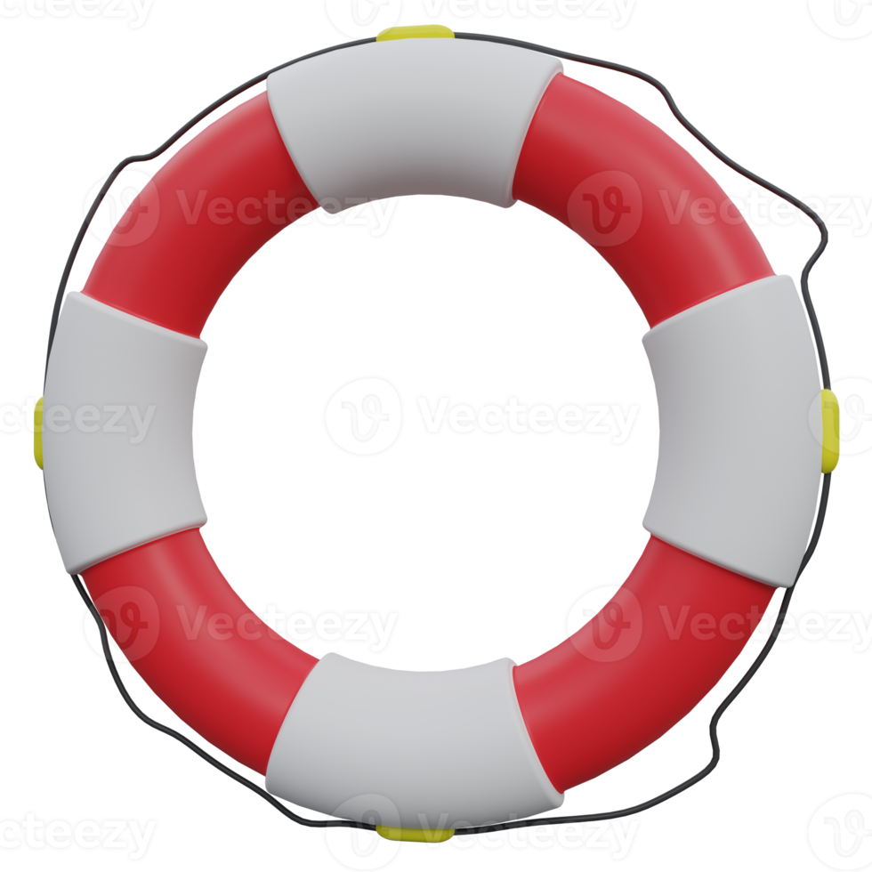 lifebuoy 3d render icon illustration with transparent background, protection and security png