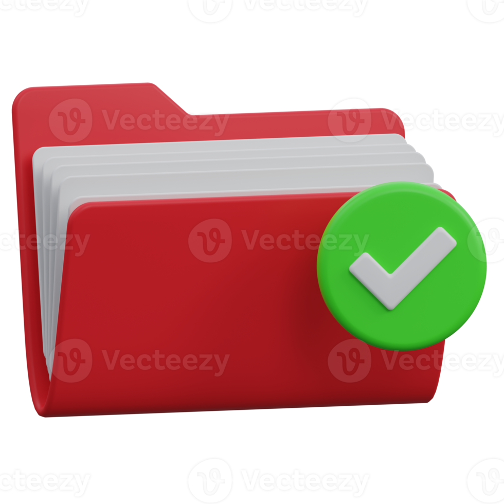 approved folder 3d render icon illustration with transparent background, protection and security png