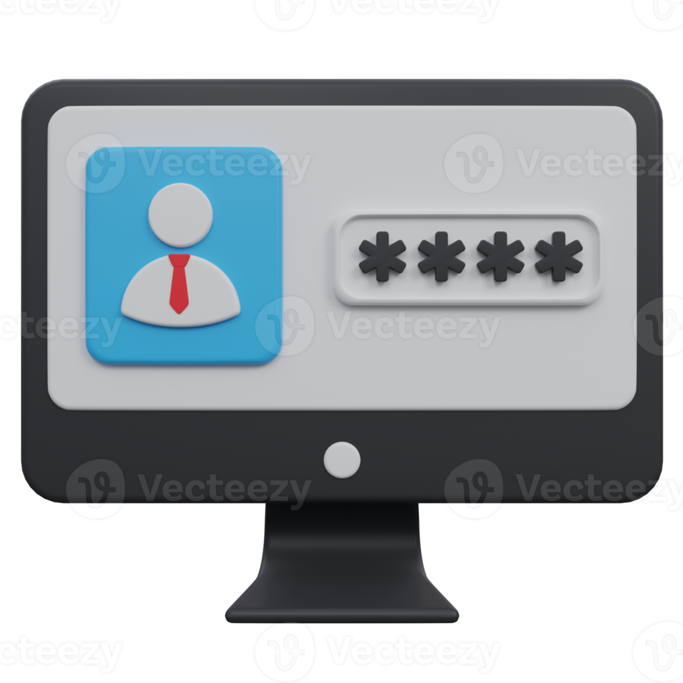 computador senha 3d render ícone ilustração com transparente fundo, proteção e segurança png