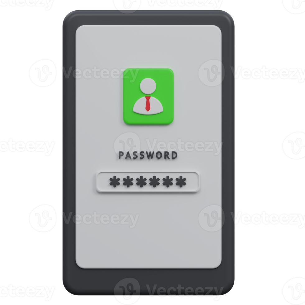 phone password 3d render icon illustration with transparent background, protection and security png