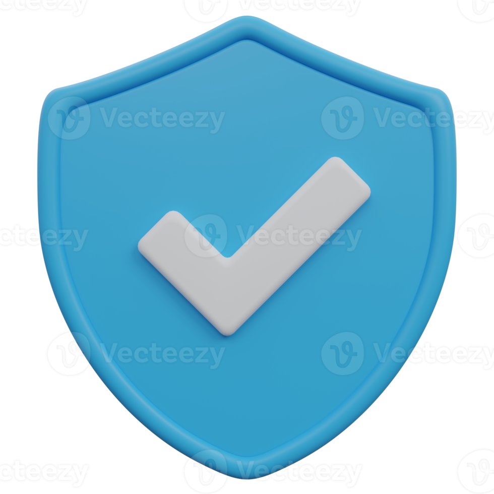 secure shield 3d render icon illustration with transparent background, protection and security png