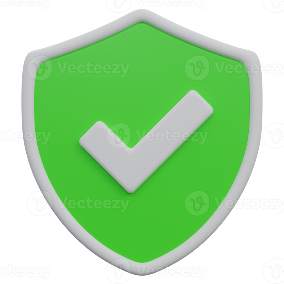 secure shield 3d render icon illustration with transparent background, protection and security png