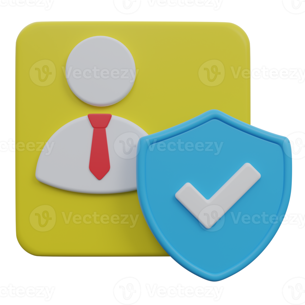 user security 3d render icon illustration with transparent background, protection and security png