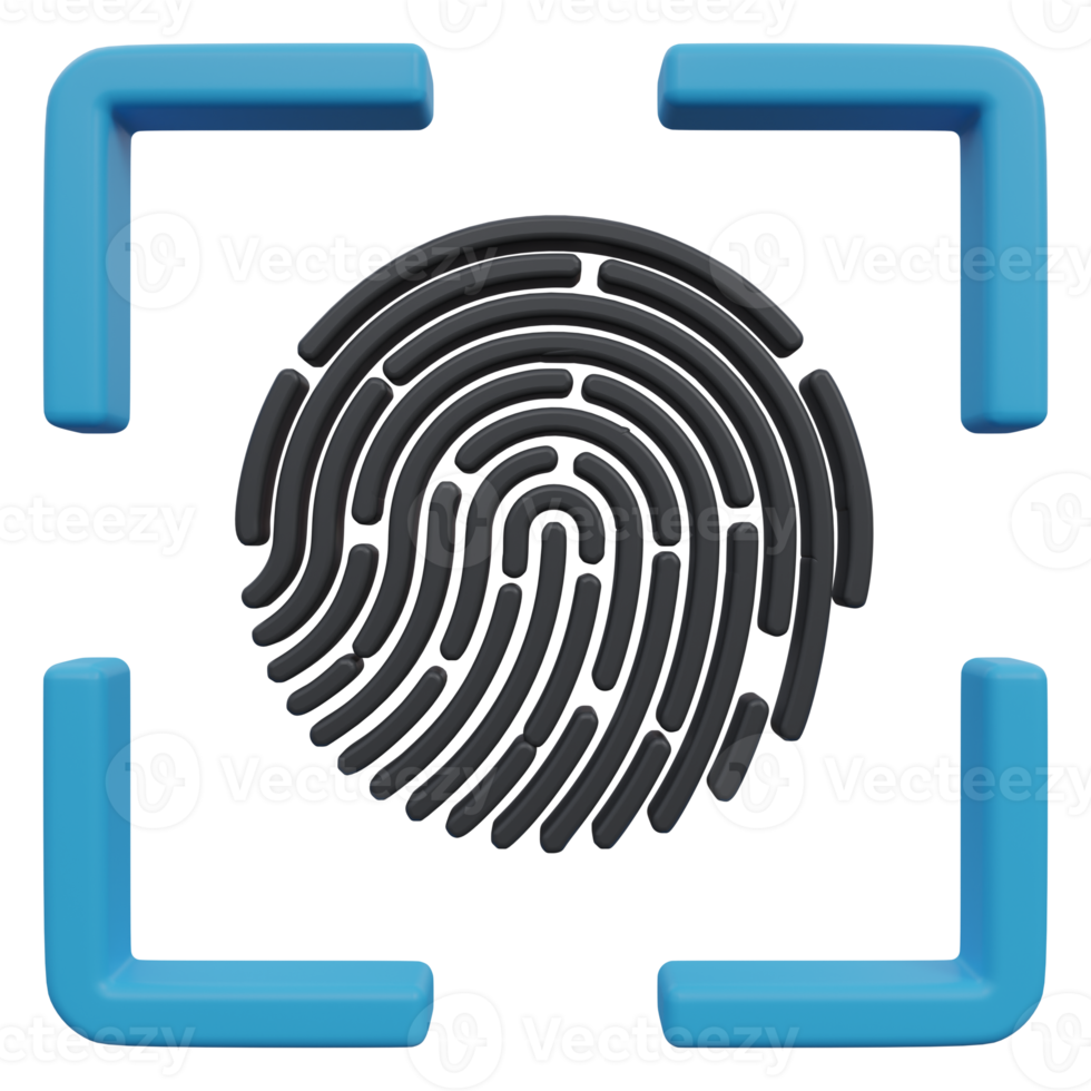 fingerprint scan 3d render icon illustration with transparent background, protection and security png