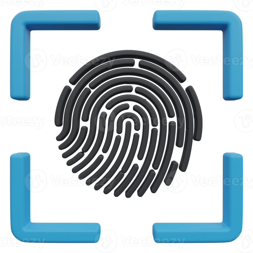 vingerafdruk scannen 3d geven icoon illustratie met transparant achtergrond, bescherming en veiligheid png