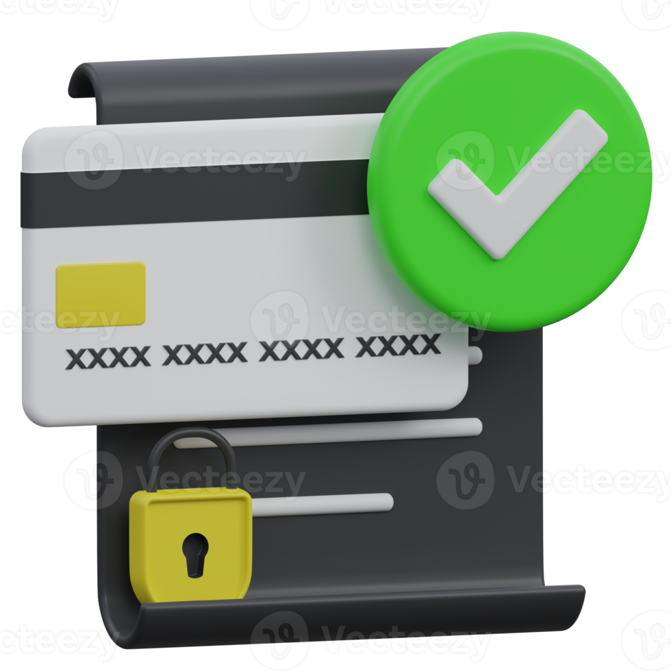 kreditera kort betalning säkerhet 3d framställa ikon illustration med transparent bakgrund, skydd och säkerhet png