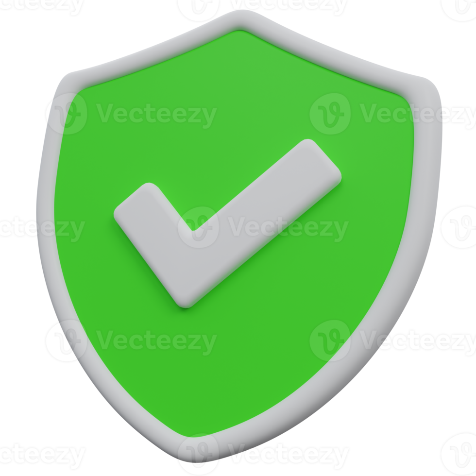 secure shield 3d render icon illustration with transparent background, protection and security png