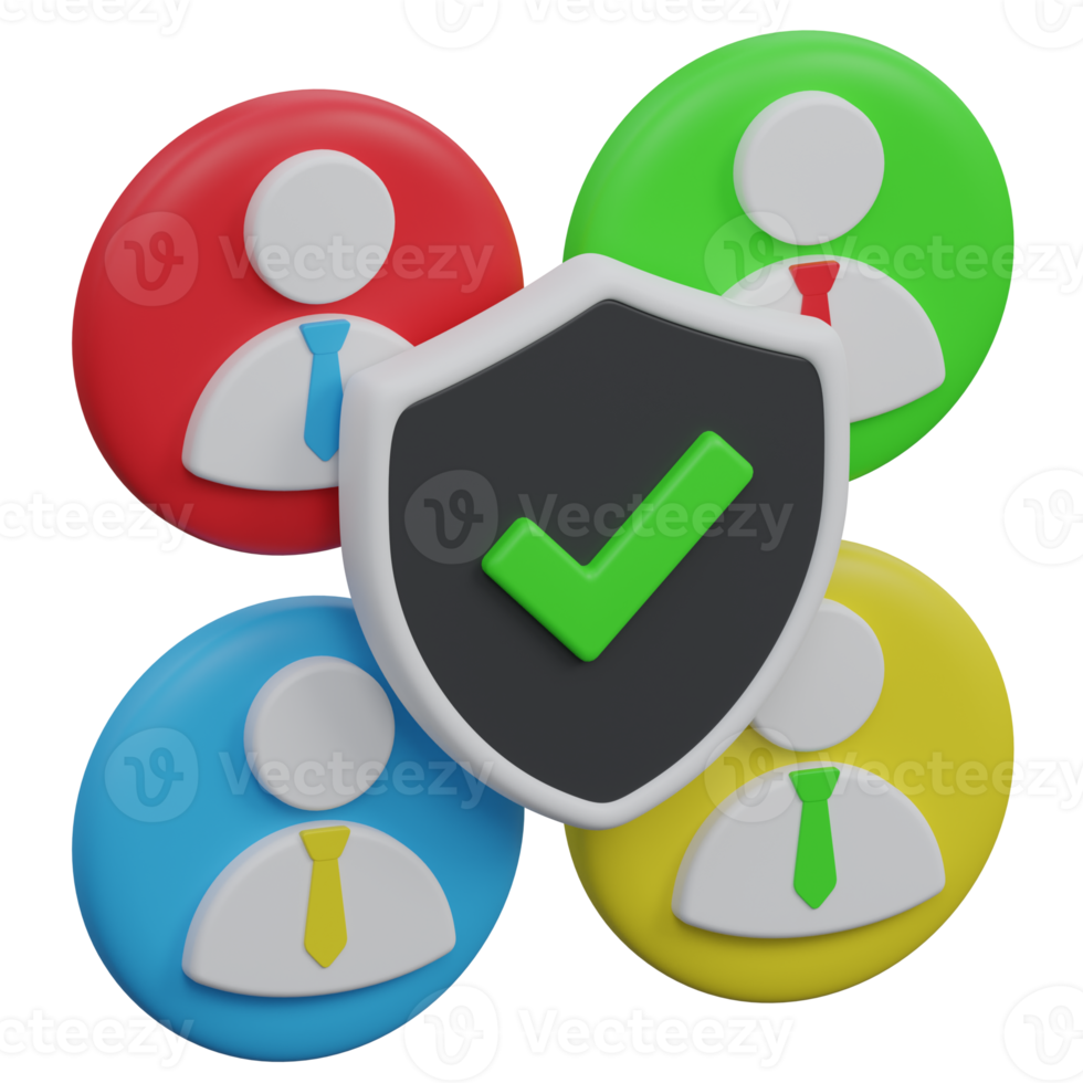 security team 3d render icon illustration with transparent background, protection and security png