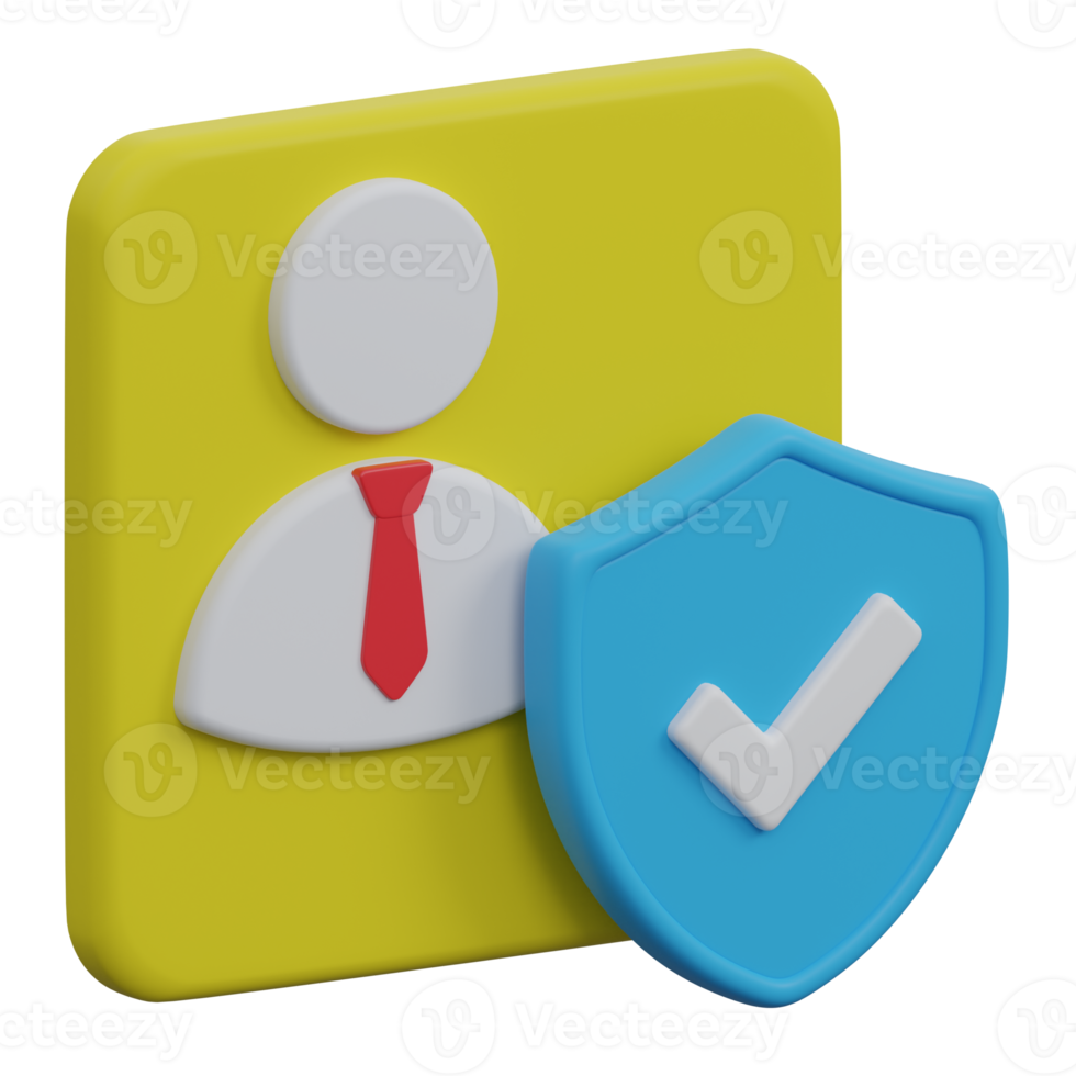 user security 3d render icon illustration with transparent background, protection and security png