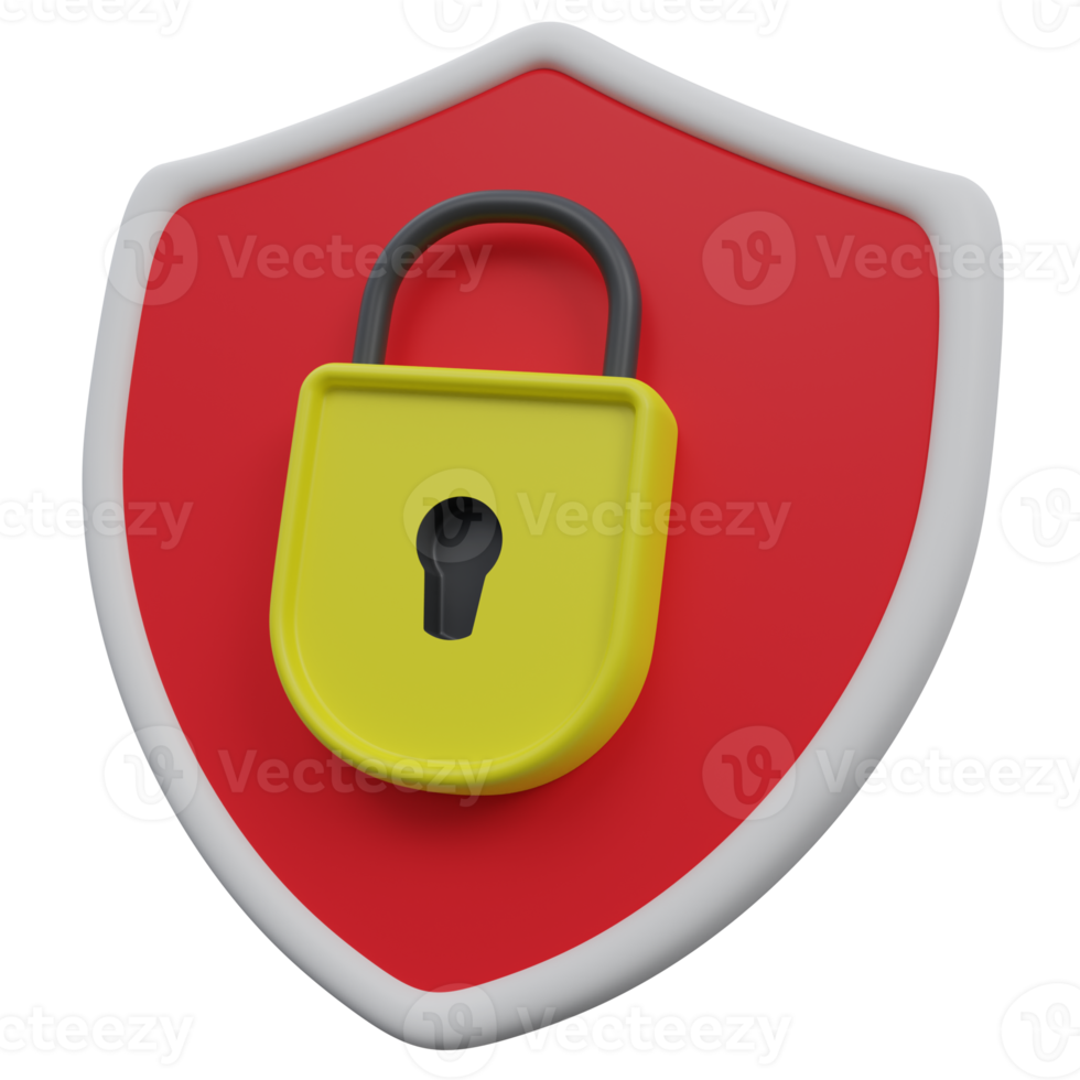 locked 3d render icon illustration with transparent background, protection and security png