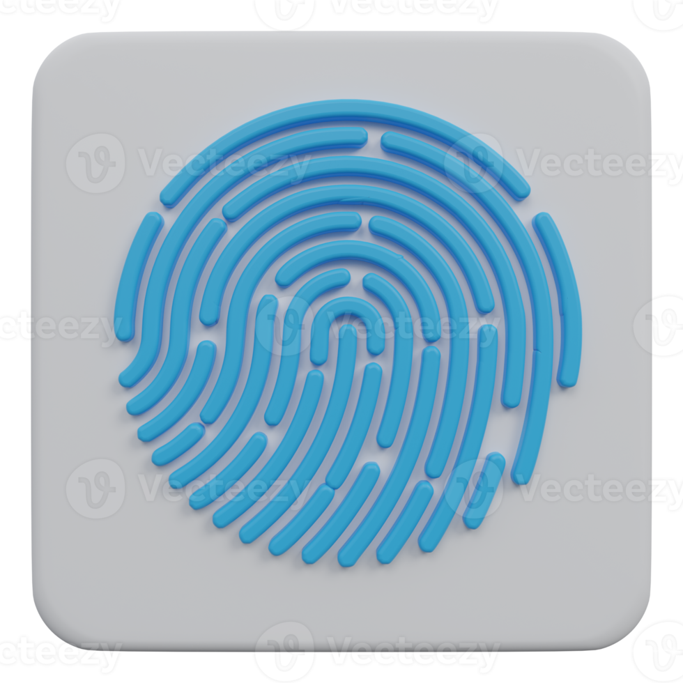 fingerprint 3d render icon illustration with transparent background, protection and security png