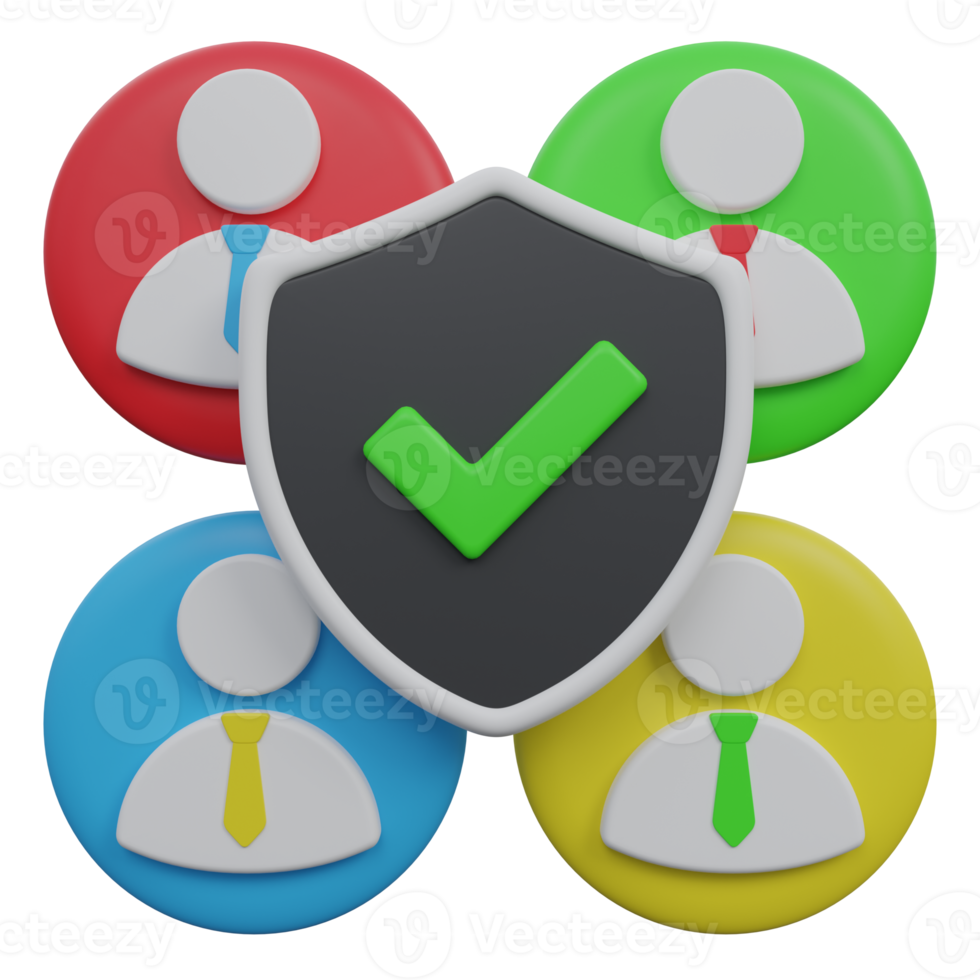 security team 3d render icon illustration with transparent background, protection and security png