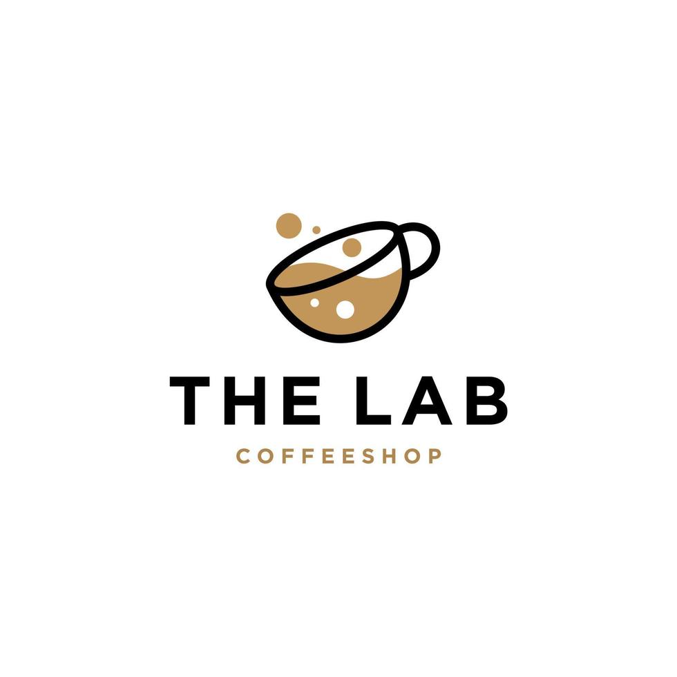 Coffee and lab icon minimal hipster line logo design .coffee laboratory lab cup logo vector icon illustration