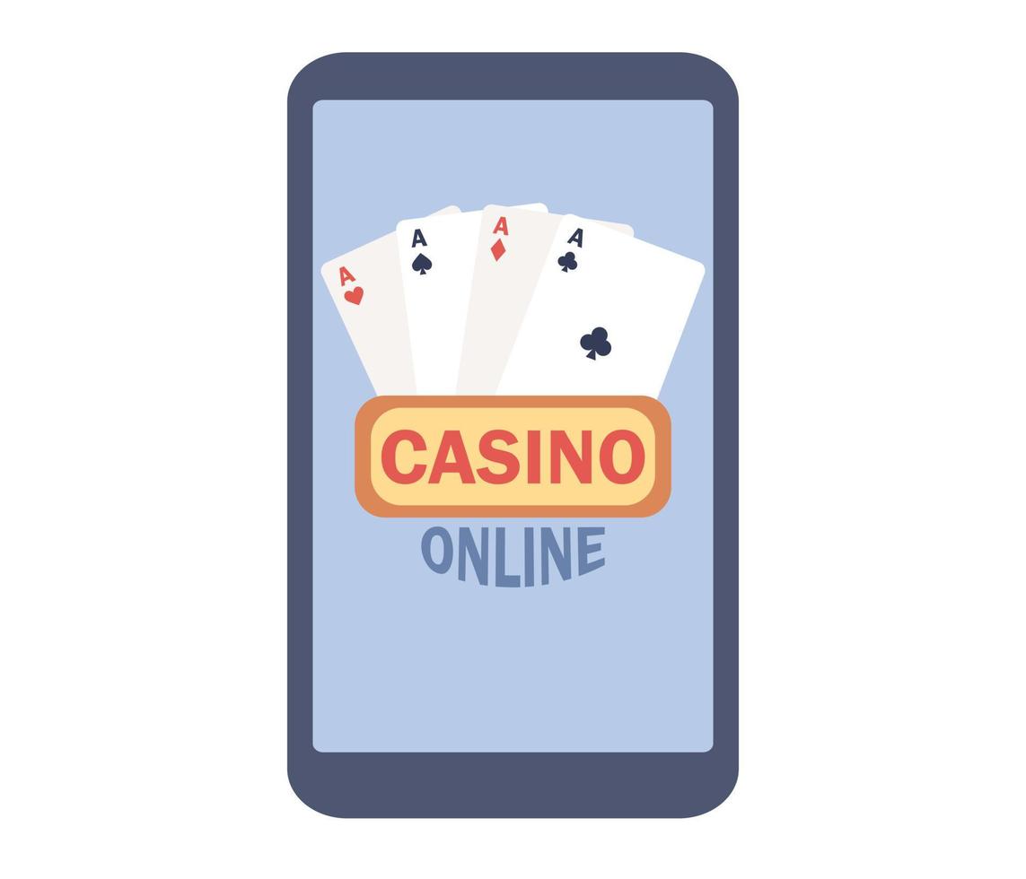 Internet casino icon. Poker online in smartphone app. Gambling concept. Vector flat illustration