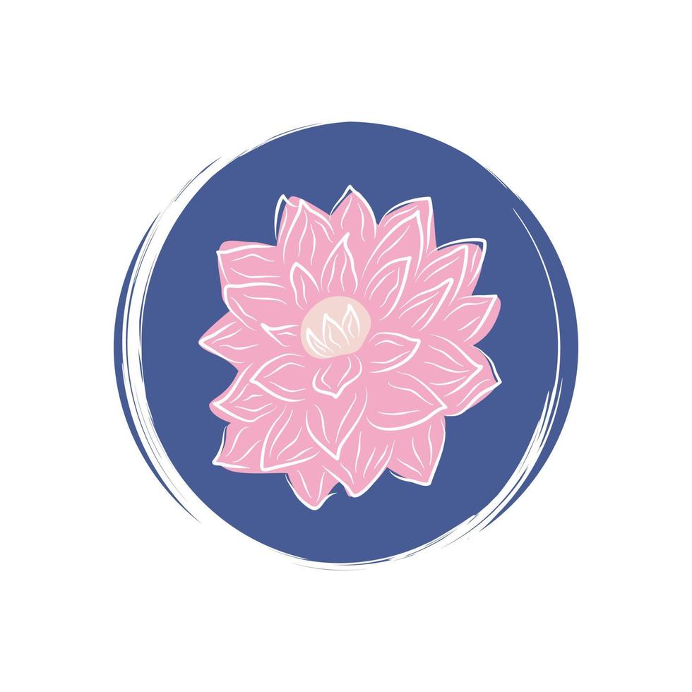 linda logo o icono vector con rosado flor ramo, ilustración en circulo con cepillo textura, para social medios de comunicación historia y realce