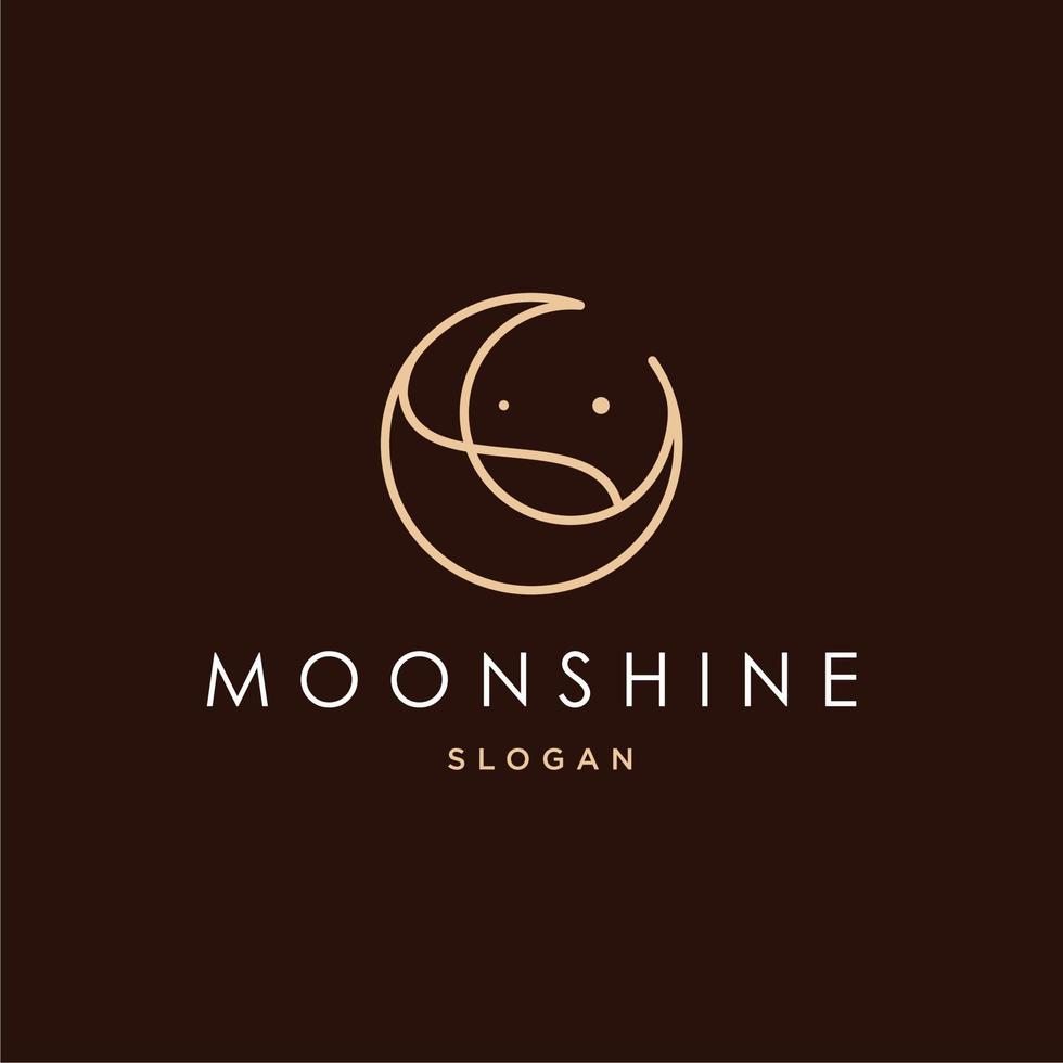 elegant crescent moon and star logo design line icon vector in luxury style outline linear