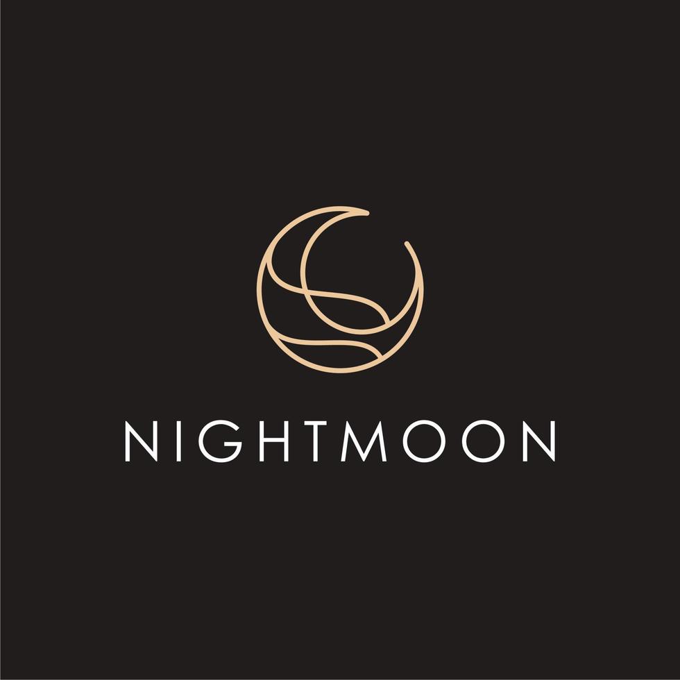 elegant crescent moon and star logo design line icon vector in luxury style outline linear