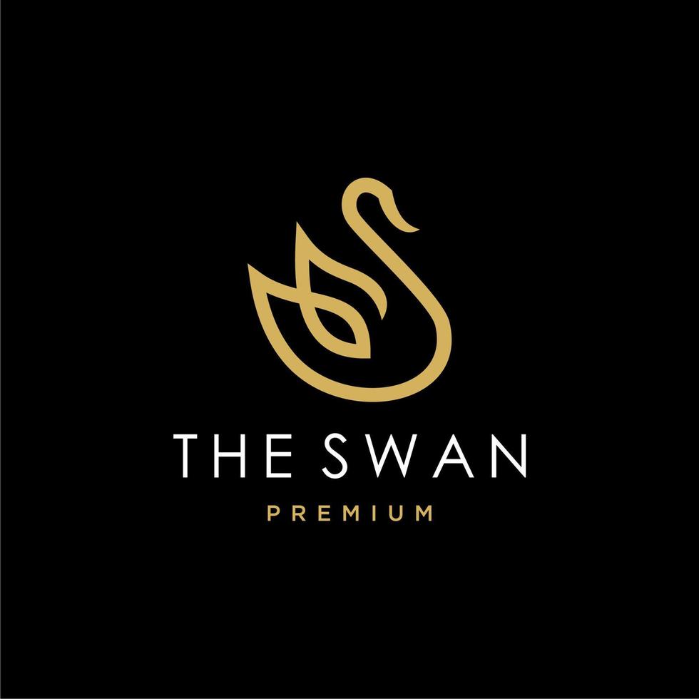 swan logo, goose or duck icon design vector in trendy and abstract luxury line outline style
