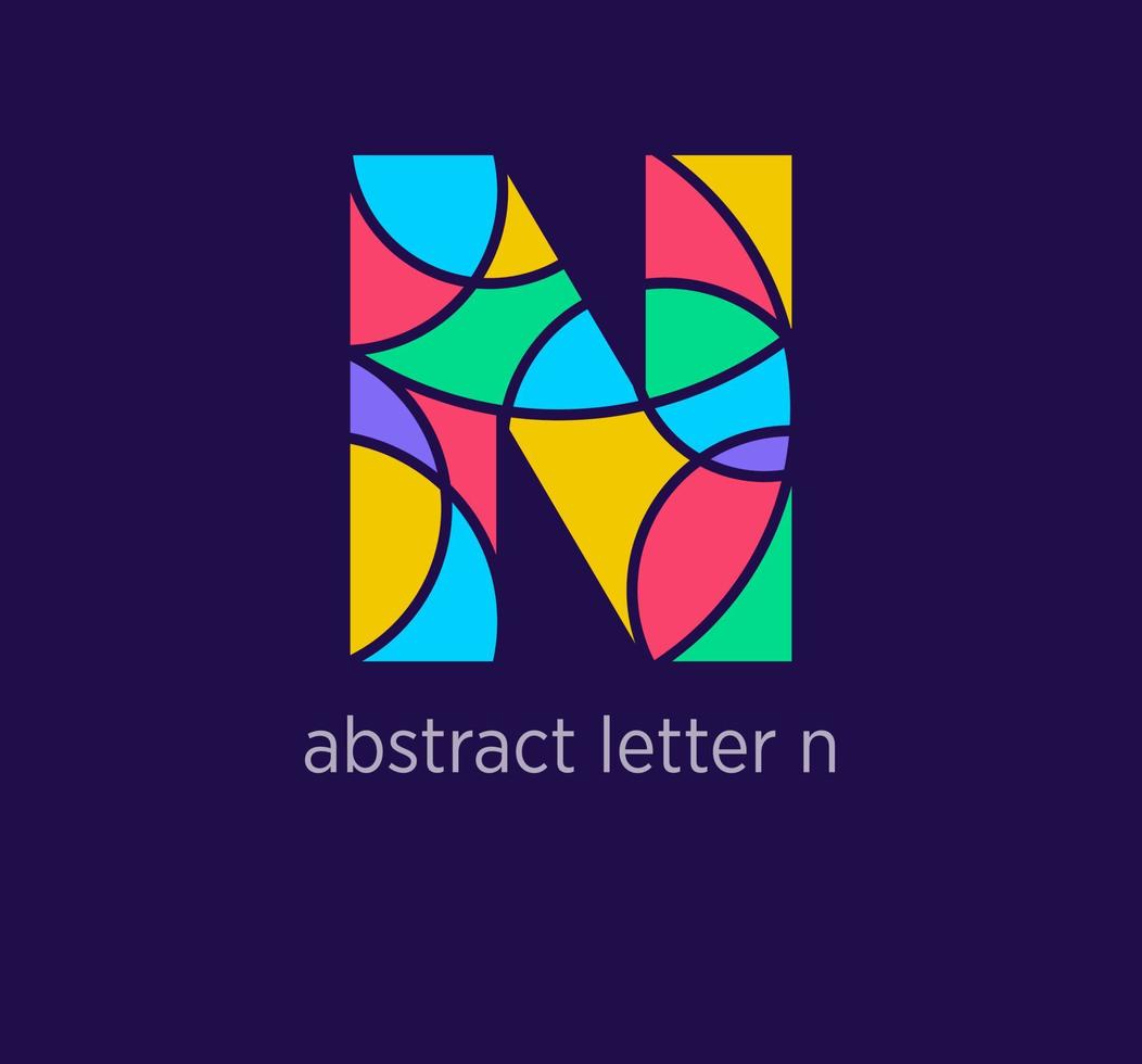 Modern abstract letter n logo icon. Unique mosaic design color transitions. Colorful letter n template. vector. vector