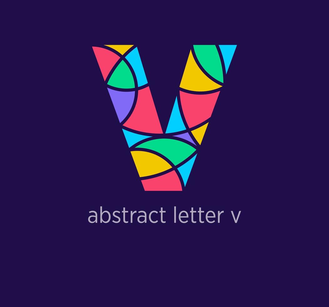 Modern abstract letter v logo icon. Unique mosaic design color transitions. Colorful letter v template. vector. vector