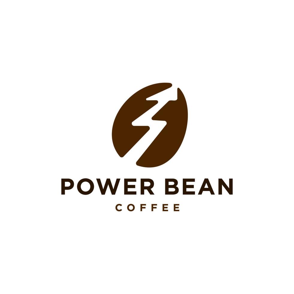 café frijol con trueno tornillo relámpago energía logo vector icono símbolo, moderno café logo con flecha