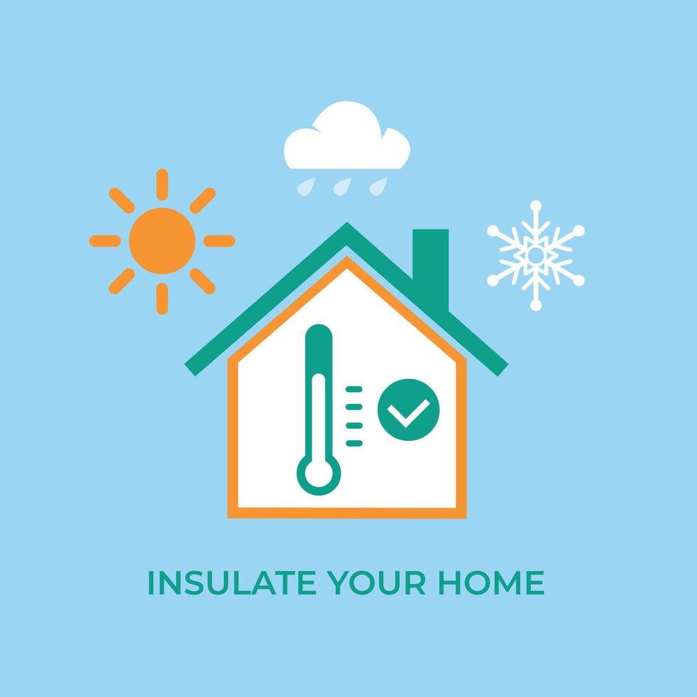 Energy-efficient home insulate your house and prevent heat loss vector